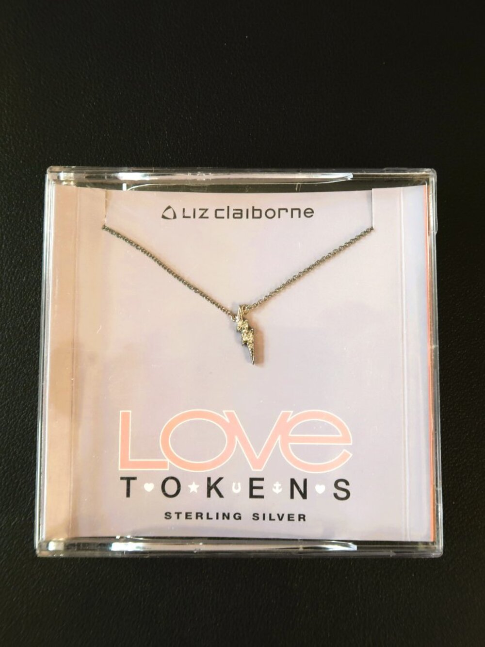 Liz Claiborne Love Tokens Lightning Bolt Sterling Silver Necklace Y2K Open Box